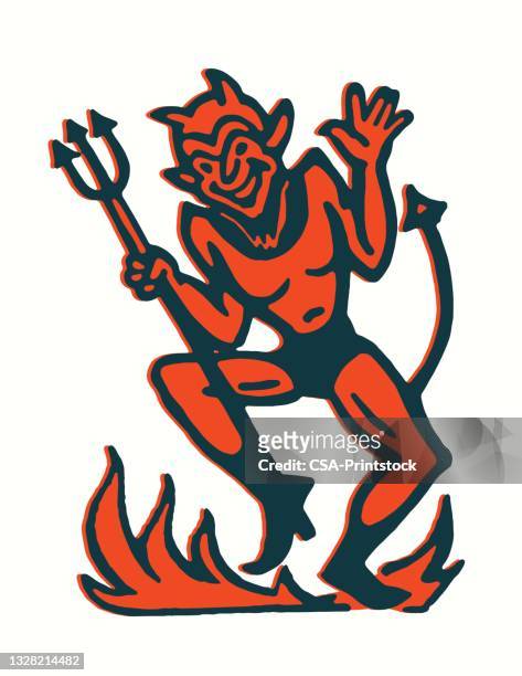 devil dancing - devil stock illustrations