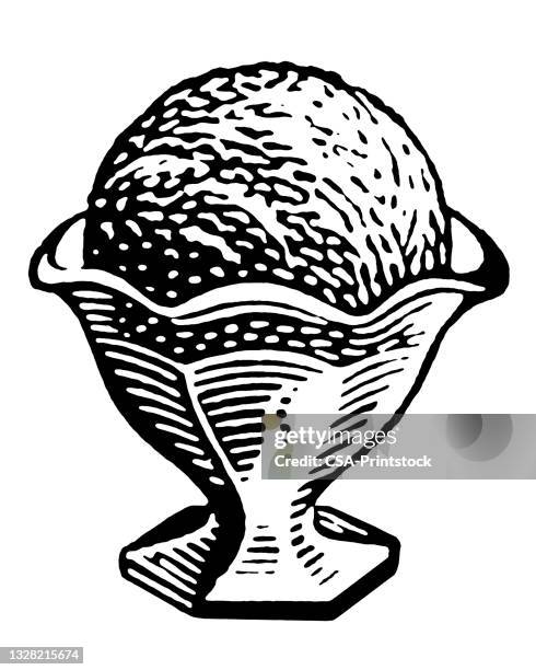 dish of ice cream - scoop ice cream stock illustrations