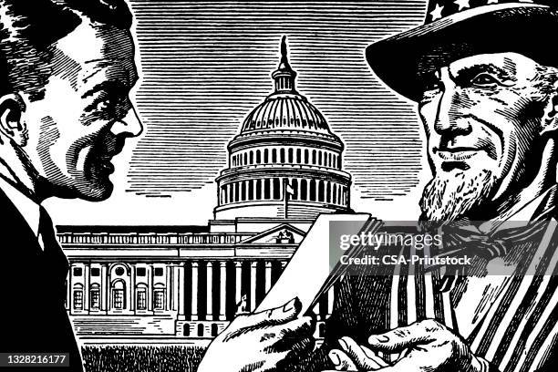 man with uncle sam - uncle sam stock illustrations