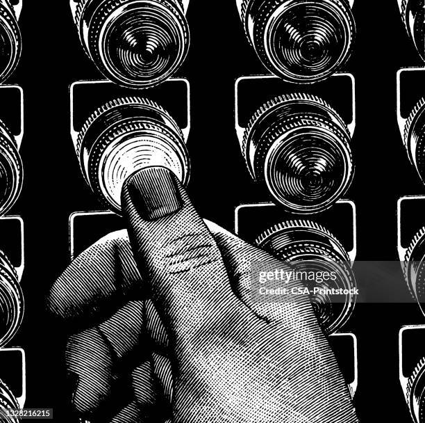 hand pressing button - game controller hand stock illustrations