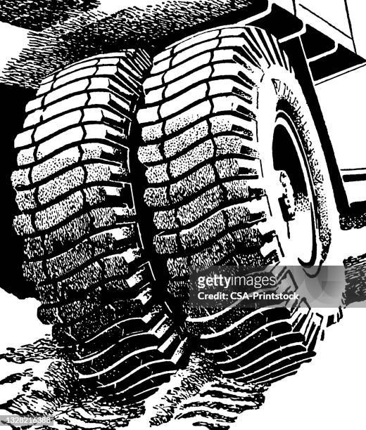 double truck tires - monster trucks stock illustrations