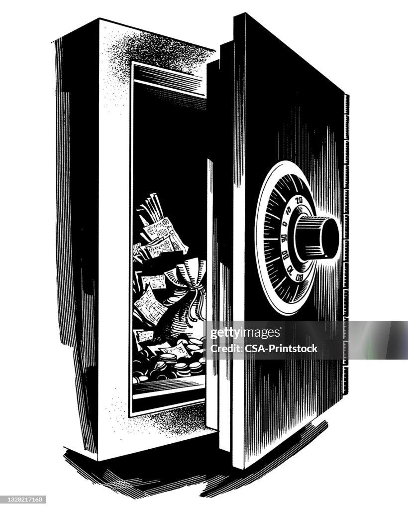 Open Safe Vector Money In Open Safe High-Res Vector Graphic - Getty Images