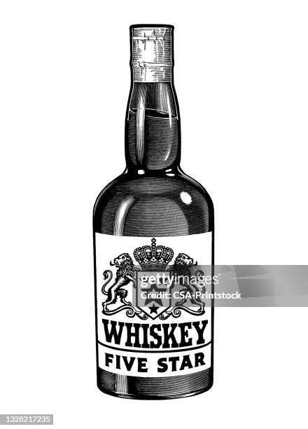 ilustraciones, imágenes clip art, dibujos animados e iconos de stock de botella de whisky - whisky