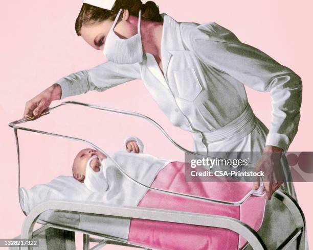 nurse and newborn baby - nanny 幅插畫檔、美工圖案、卡通及圖標