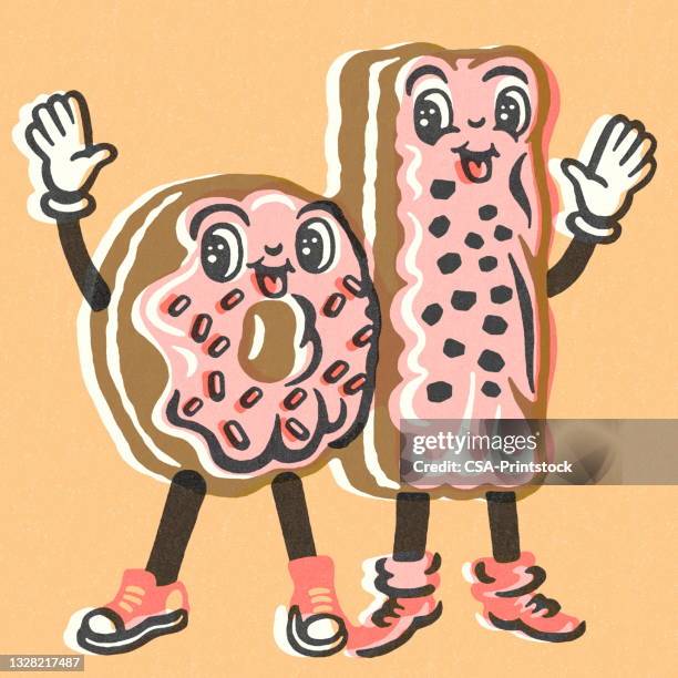 donut characters - cute food stock illustrations