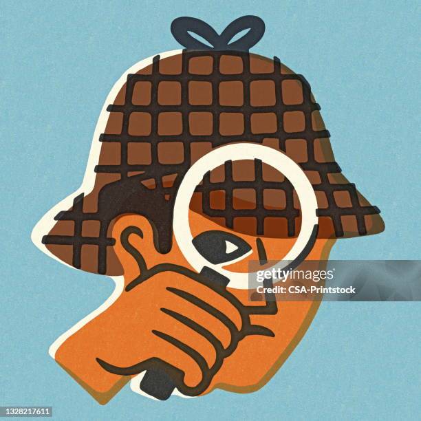 detective with magnifying glass - mystery detective stock illustrations