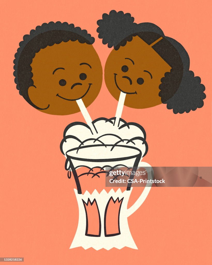 Two Children Drinking a Soda