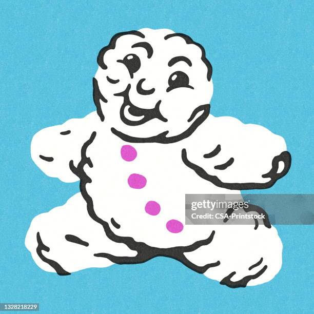 fluffy smiling snowman - puffy stock illustrations