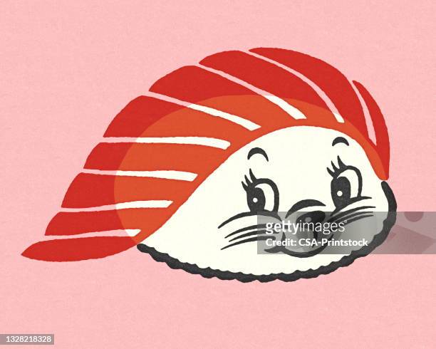 sushi character - kawaii food stock illustrations