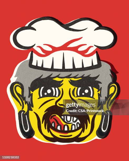 chef with large eyebrows and mustache - man eyebrows stock illustrations
