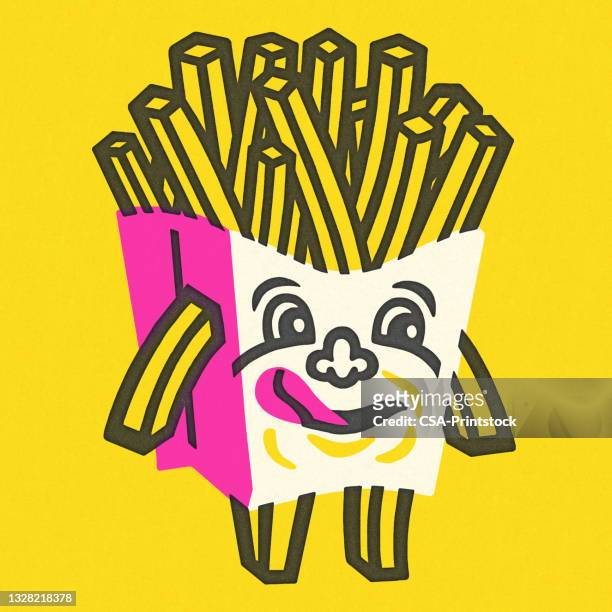 french fries - kawaii food stock illustrations