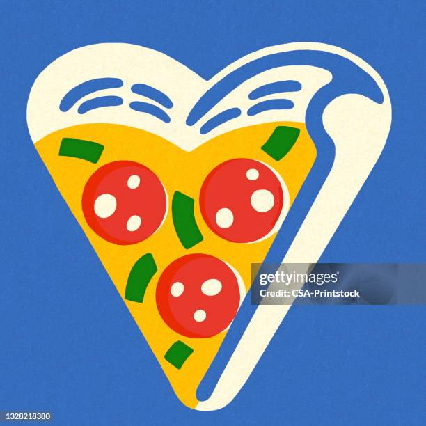 slice of pizza - heart shape pizza stock illustrations