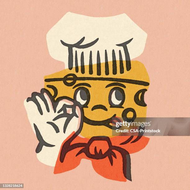 stockillustraties, clipart, cartoons en iconen met chunk of cheese chef - cheddar cheese