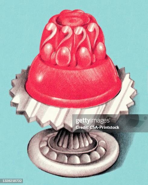 ilustrações, clipart, desenhos animados e ícones de ilustração de geleia no suporte de bolo - gelatin dessert