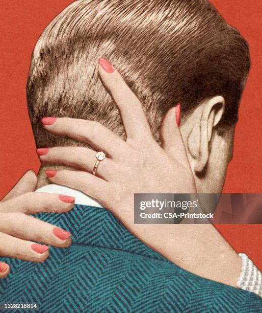 ilustrações de stock, clip art, desenhos animados e ícones de engagement picture hug - noivo relação humana