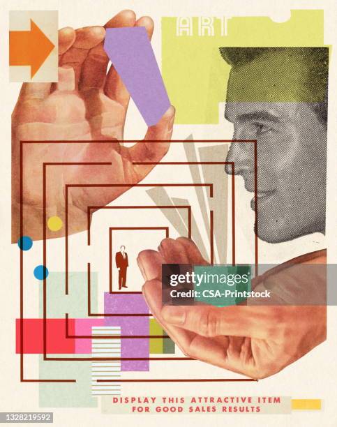 abstract collage - cheesy salesman stock illustrations