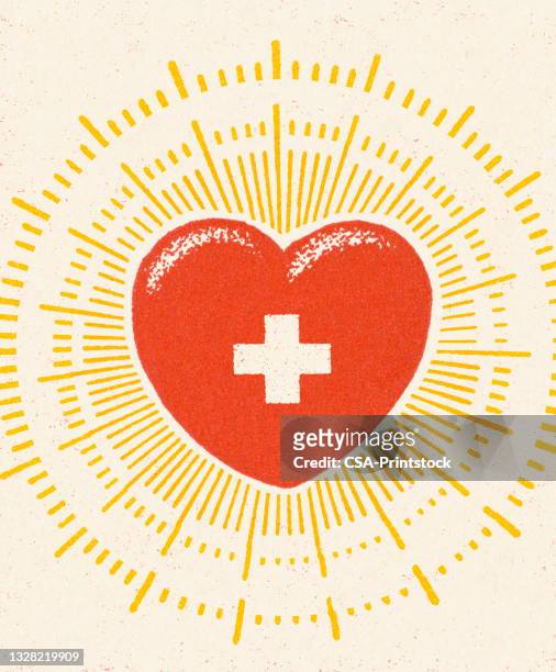 bildbanksillustrationer, clip art samt tecknat material och ikoner med caring heart health - rött kors