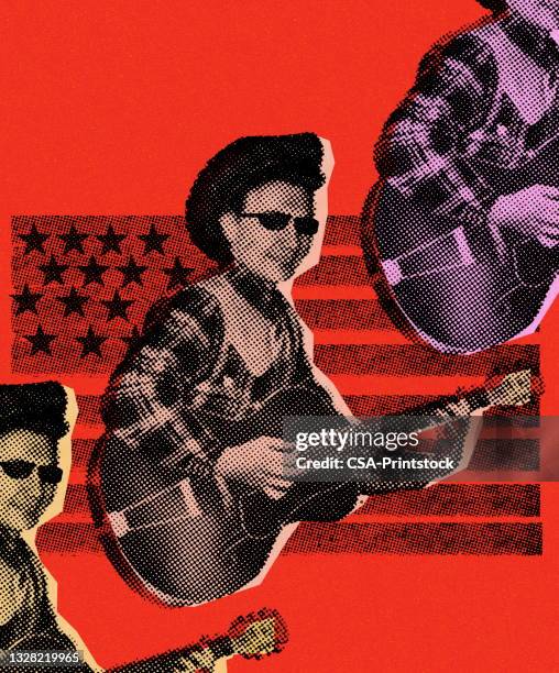 guitar player - celebrity stock illustrations