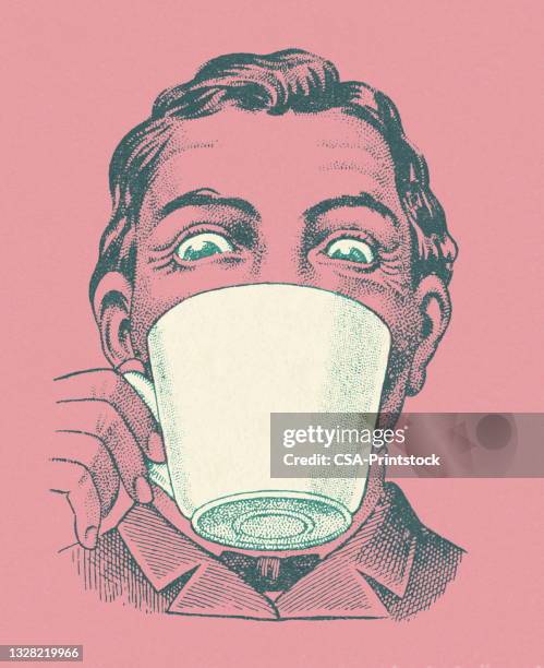man drinking coffee - cocoa stock illustrations