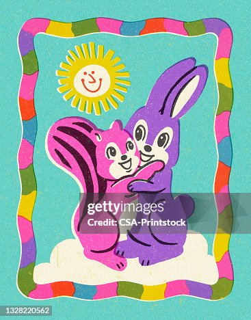 Chipmunk Vs Rabbit Chipmunk And Rabbit Hugging High-Res Vector Graphic - Getty Images