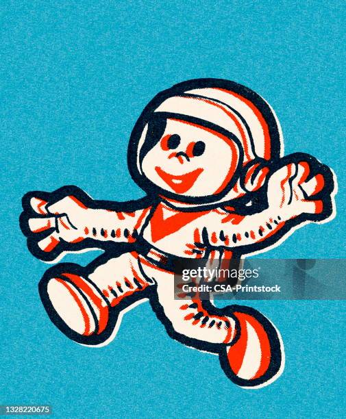 kid astronaut - astronaut walking stock illustrations