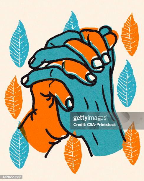 clasped hands - pleading stock illustrations