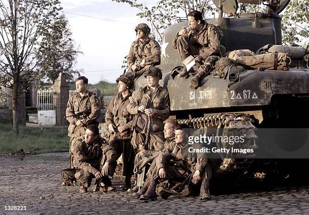 The cast acts in a scene from HBO''s war mini-series "Band Of Brothers." Phillip Barantini and Ross McCall . Scott Grimes , Donnie Wahlberg , Kirk...