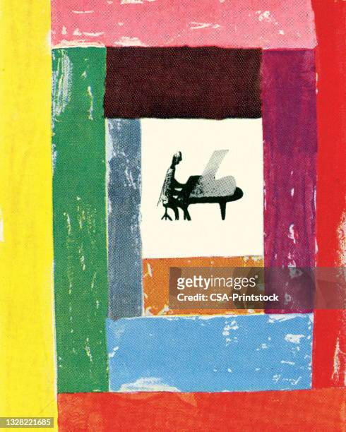 abstract pianist - modern art stock illustrations