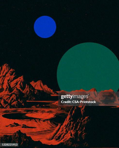 moonscape - meteorkrater stock-grafiken, -clipart, -cartoons und -symbole