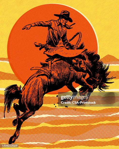 bucking bronco - a broncos stock illustrations