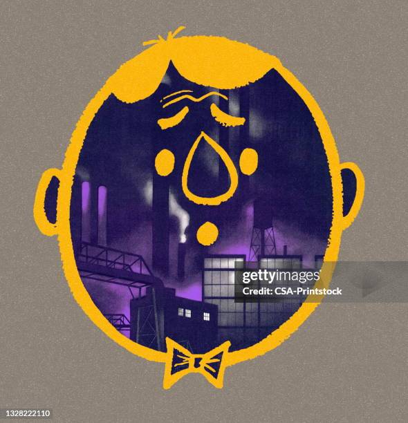 sad face - portrait gray background stock illustrations