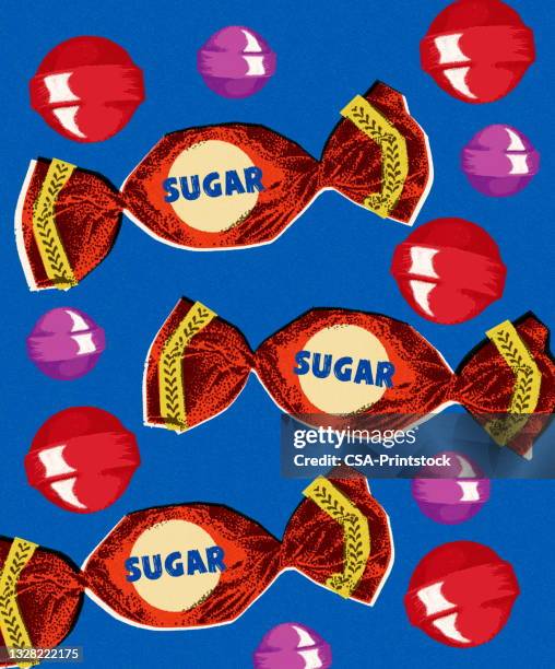 pieces of candy - candy wrapper stock illustrations