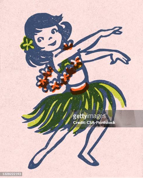 stockillustraties, clipart, cartoons en iconen met hula dancer - hula