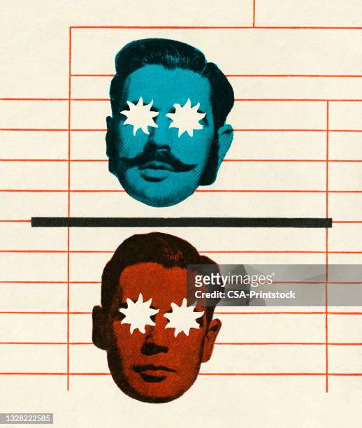 ilustraciones, imágenes clip art, dibujos animados e iconos de stock de dos caras con ojos estrellados - politician
