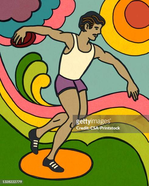 throwing a discus - discus 幅插畫檔、美工圖案、卡通及圖標