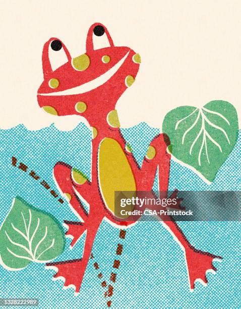 frog in a pond - toad stock illustrations