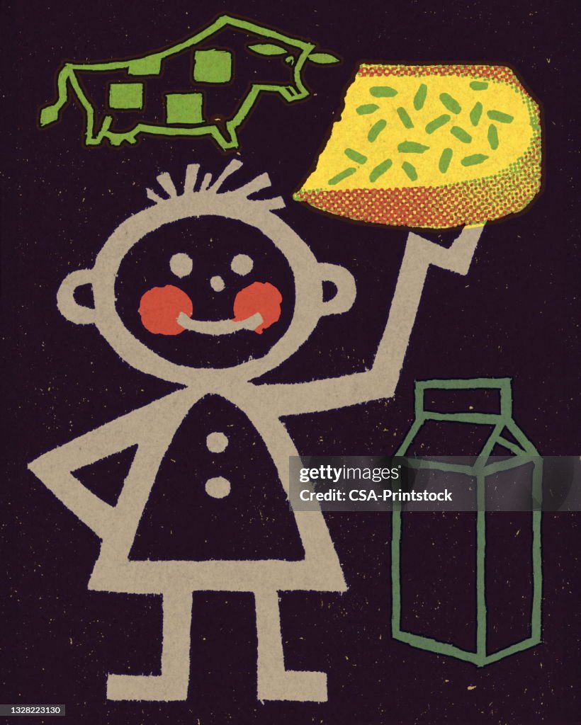 Disegno di persona e cibo