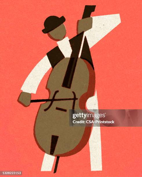 stockillustraties, clipart, cartoons en iconen met upright bass player - pop musician