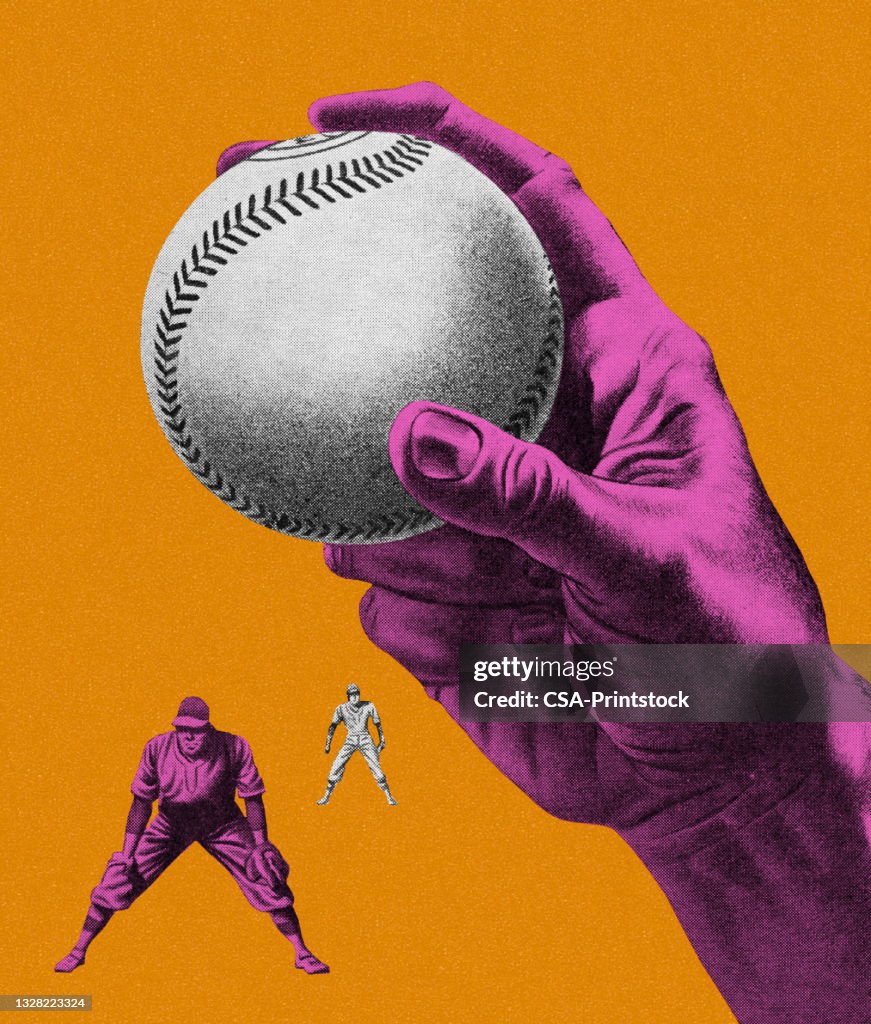 Lanciatore in possesso di una palla da baseball