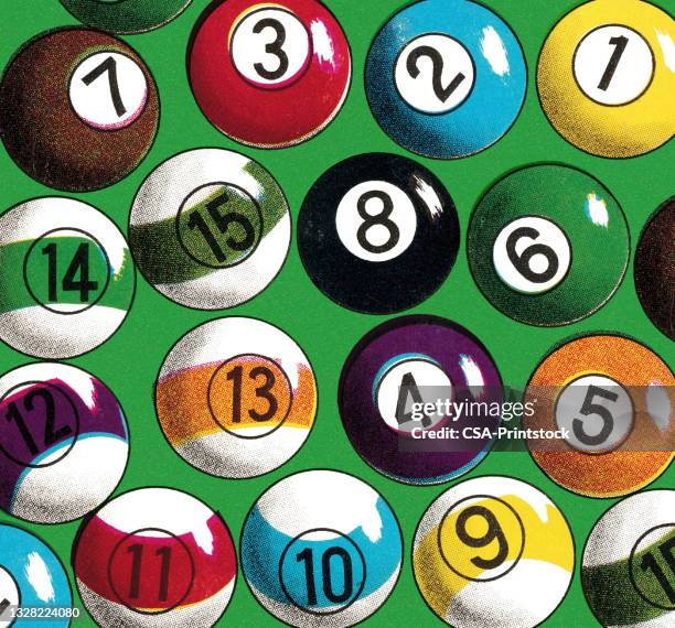 stockillustraties, clipart, cartoons en iconen met billiard balls - pool