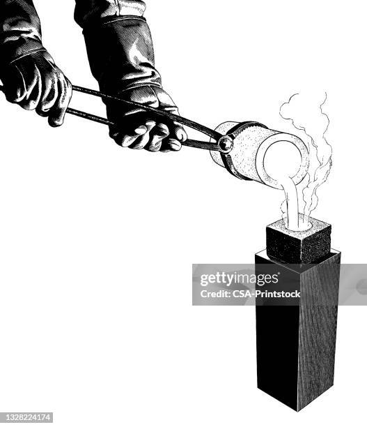 metal smelting - melting iron stock illustrations