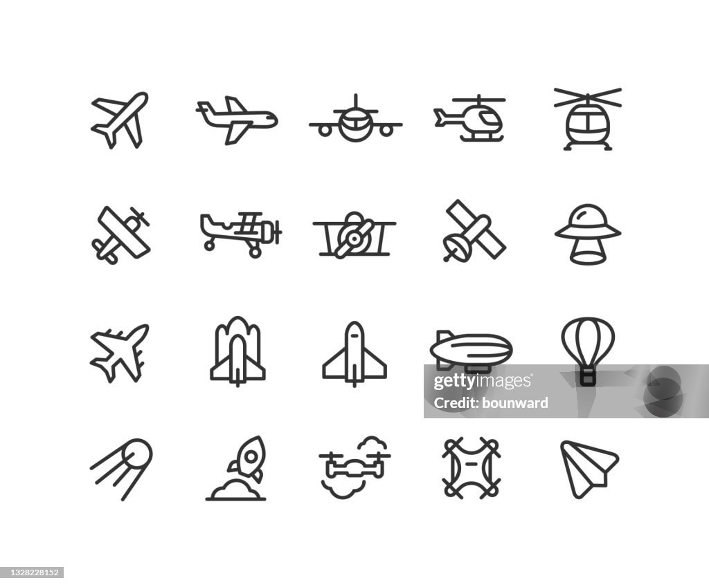 Symbole für Lufttransportlinien Bearbeitbarer Kontur