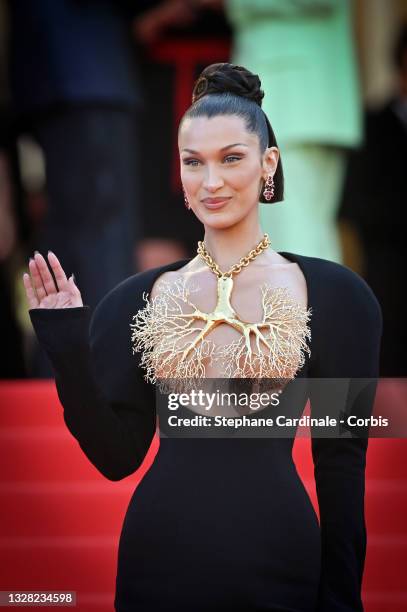 Bella Hadid attends the "Tre Piani " screening during the 74th annual Cannes Film Festival on July 11, 2021 in Cannes, France.