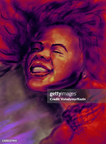 ilustraciones, imágenes clip art, dibujos animados e iconos de stock de boceto ilustrativo de sentimientos de alegría y placer - african american woman