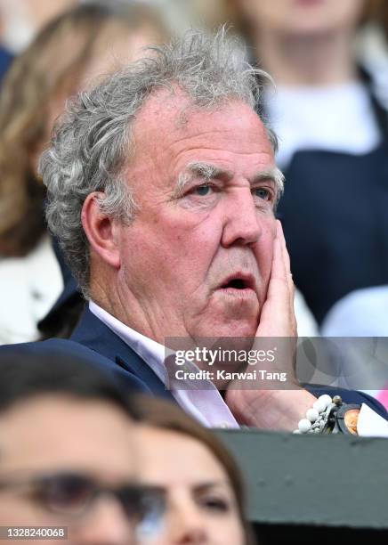 Jeremy Clarkson attends day 13 of the Wimbledon Tennis Championships at All England Lawn Tennis and Croquet Club on July 11, 2021 in London, England.