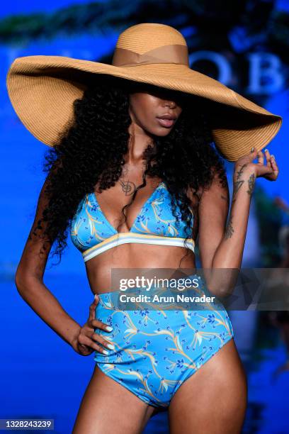 Jessica White walks the runway at the Hale Bob Show during Miami Swim Week Powered By Art Hearts Fashion at Faena Forum on July 11, 2021 in Miami...