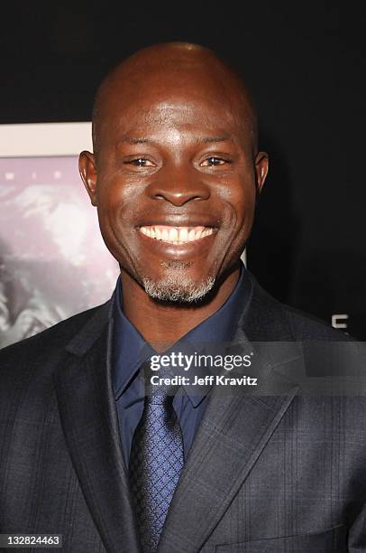 Actor Djimon Hounsou arrives at the Los Angeles premiere of "The Tempest" held at the El Capitan Theatre on December 6, 2010 in Hollywood, California.