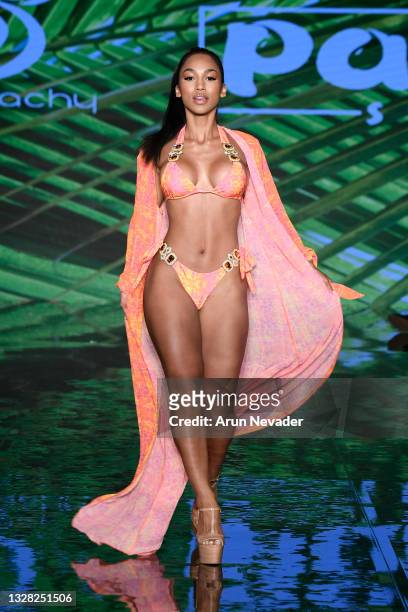 Virginia Sanhouse walks the runway at the BERRY BEACHY & PAPI SWIM Show during Miami Swim Week Powered By Art Hearts Fashion at Faena Forum on July...