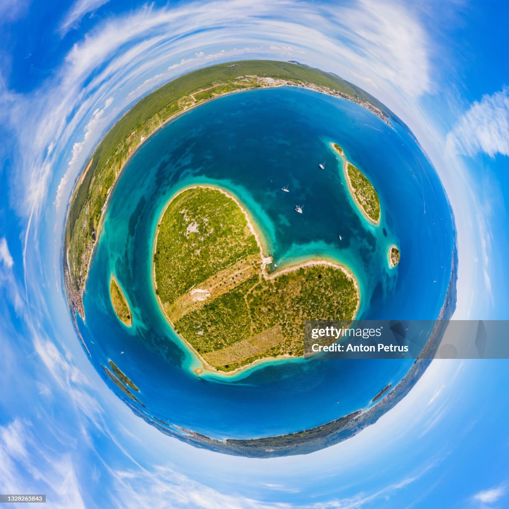 Aerial View Of Galesnjak Island Or Island Of Love Croatia High-Res