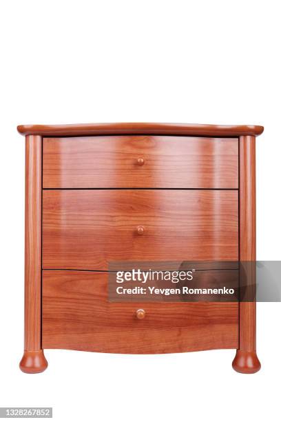 wooden nightstand isolated on white background - hochglanz stock-fotos und bilder